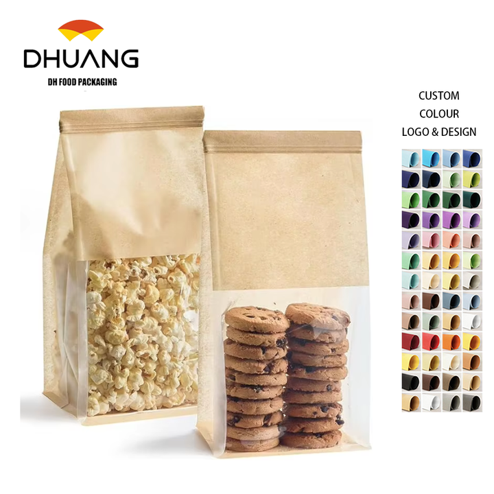 Packages Toast Bag with Window Kraft Tin Tie Label Lock Healing Bag Packaging Pastry Popcorn Custom Bread Bags
