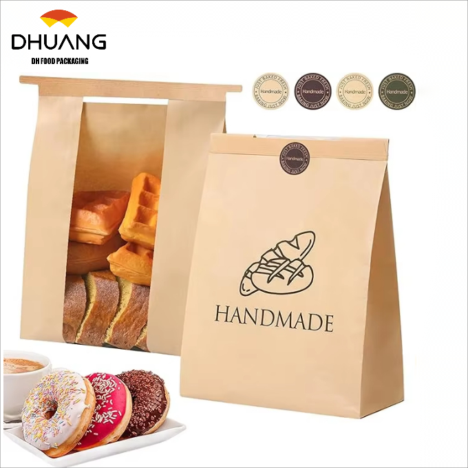 Toast Bag with Window with Metal Tin and Seal Sticker Baked Goods Packaging Storage Cookie Bag Custom Bread Bags
