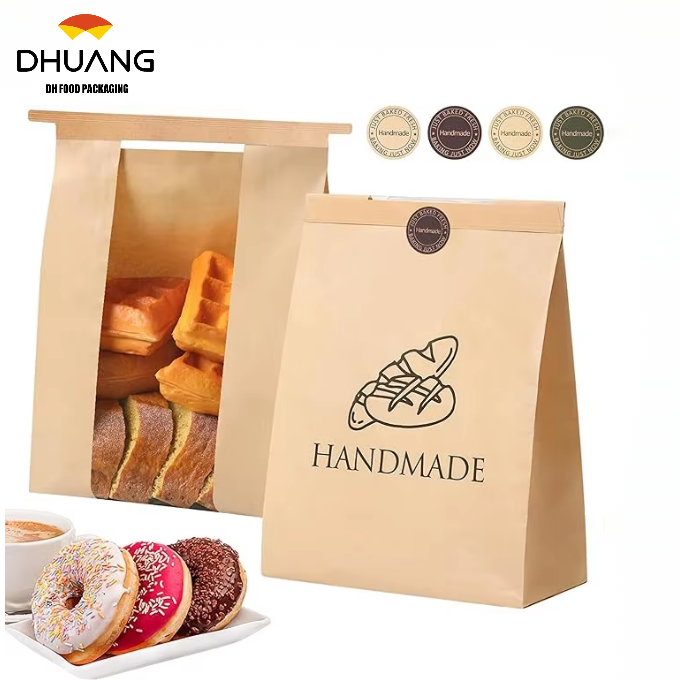 Toast Bag with Window with Metal Tin and Seal Sticker Baked Goods Packaging Storage Cookie Bag Custom Bread Bags