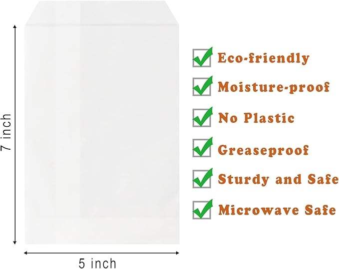 Wax Paper Bags Glassine Bags 100 Pcs Paper Treat Cookie Bags Semi-Transparent Cookie Sleeves
