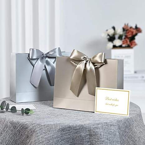 Gift Bags 1PCS Gift Bags Large with Ribbon and 1 Greeting Cards 2 Tissue Paper Portable Paper Gift Bag with Handles