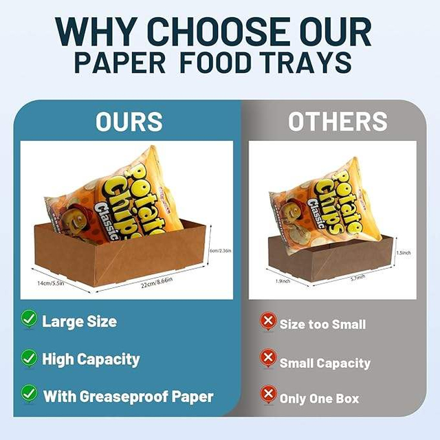 Paper Disposable Greaseproof Food Trays Food Wrappers Pop-up Foldable for Party Stadium Theatre