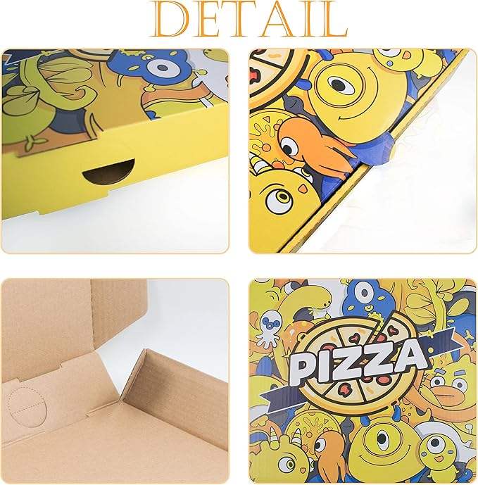 Pizza Box Takeout Protected Delivery Container Foldable Corrugated Cardboard square Carton Pattern Portable Custom Pizza Box