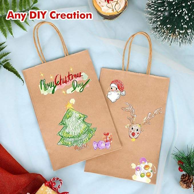 60pcs Paper Bags Gift Bags Brown Small Paper Gift Bags with Handles Bulk for Shopping Birthday Wedding