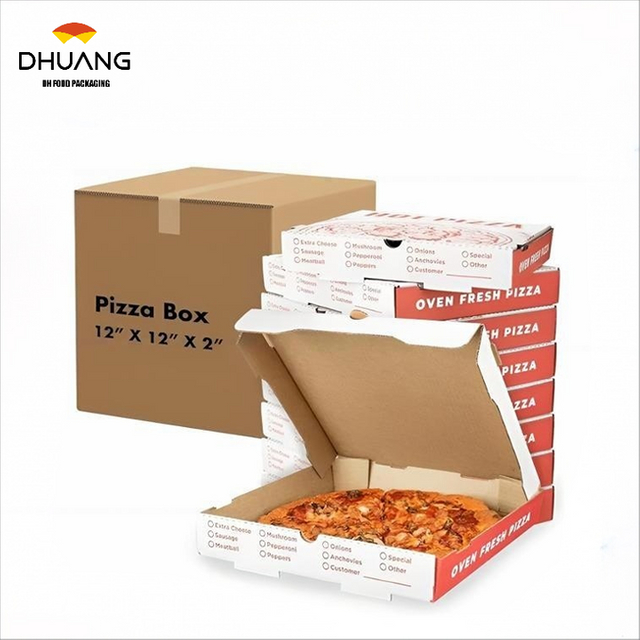Pizza Box Red Printed Oil-proof Corrugated Paper Suitable for Small Individual Custom Pizza Boxs