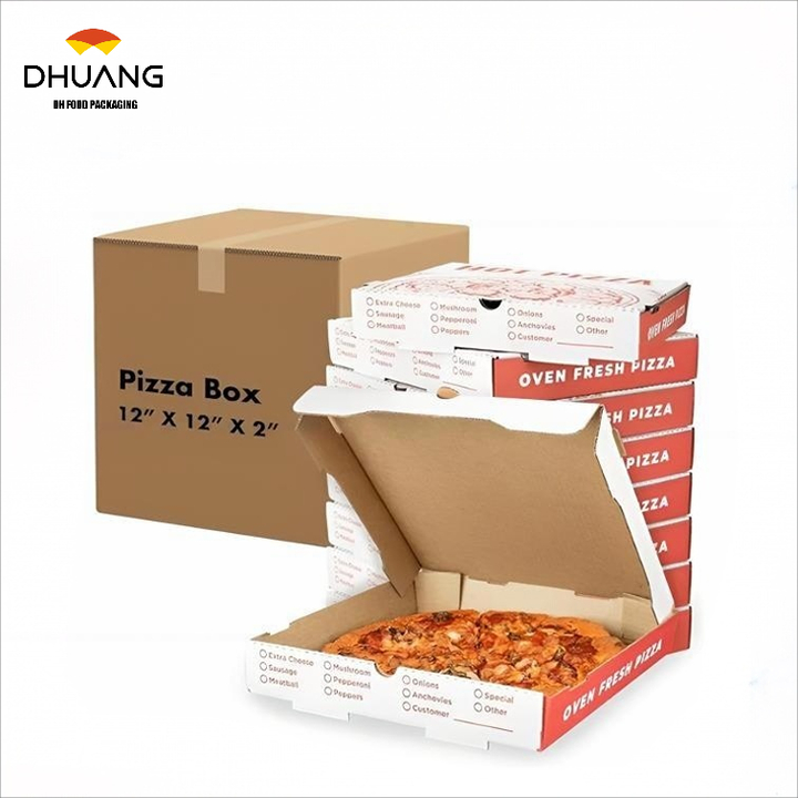 Pizza Box Red Printed Oil-proof Corrugated Paper Suitable for Small Individual Custom Pizza Boxs