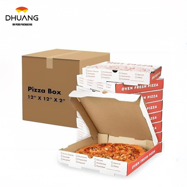 Pizza Box Red Printed Oil-proof Corrugated Paper Suitable for Small Individual Custom Pizza Boxs