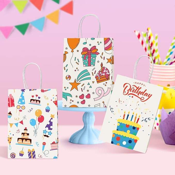 Small Gift Paper Bags with Handling Bulk Paper Shopping Colored Retail Recyclable Custom Paper Bags