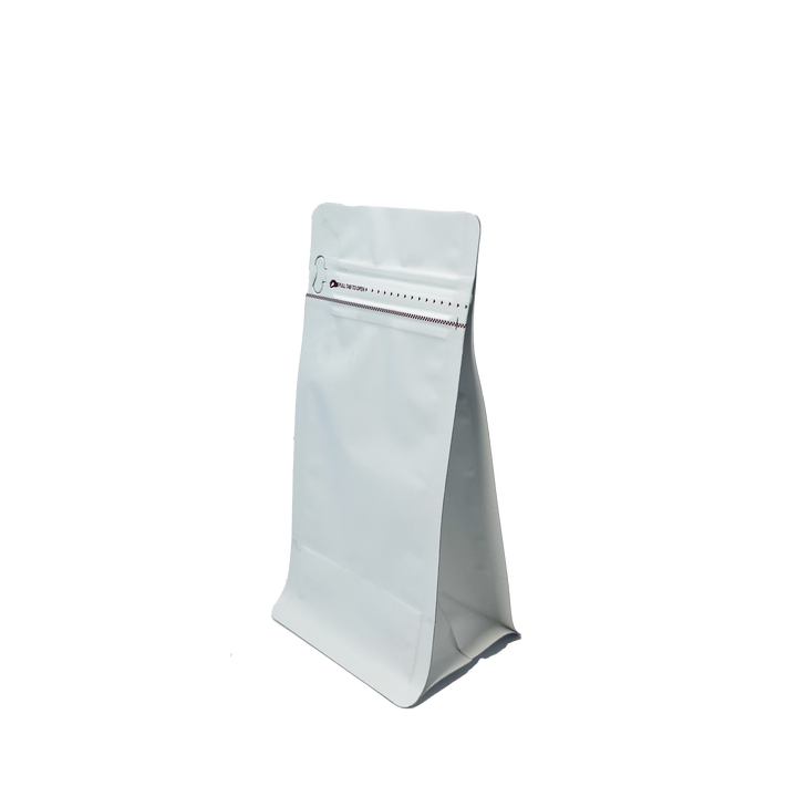 Coffee Bag with Eight-sided Sealing in Stock with Aluminum Coating and sealed Side Zipper for Coffee Beans Packaging Coffee Bags