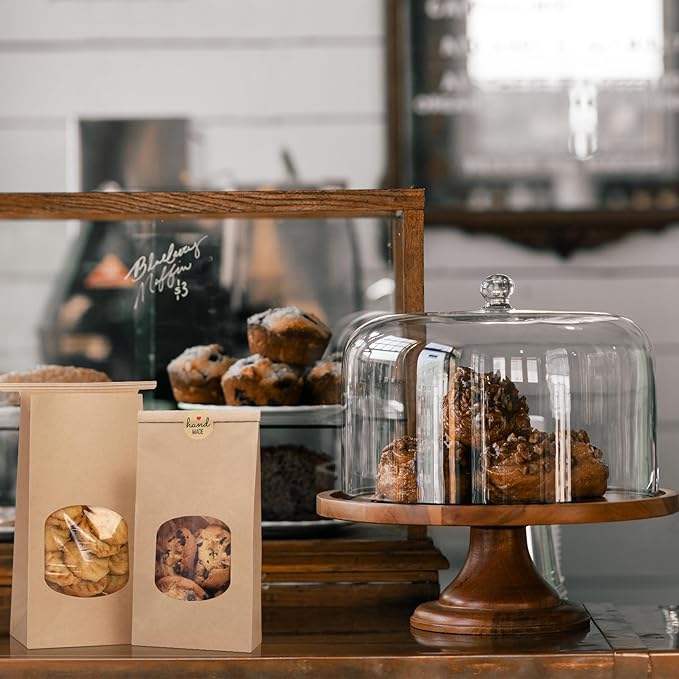 Windowed Plastic Bread Bags with Paper Window Paper Bag with Metal Paper Tie and Lock for Cookies Coffee Beans Custom Bread Bags