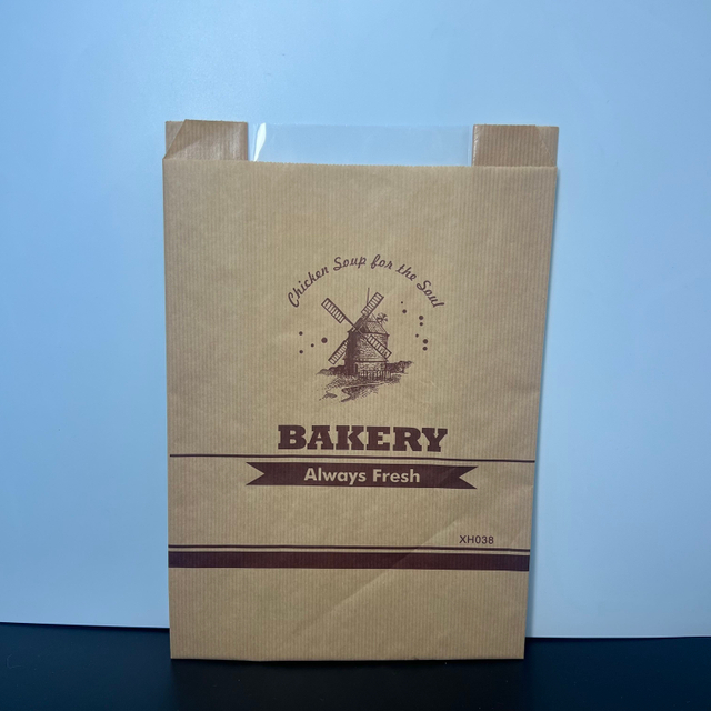 Custom Environmental protection Disposable Kraft Paper Bag for Baking Western Food Delivery Packaging Oil-proof Paper Bag