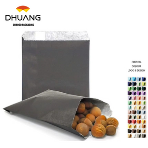 Large Black Color Candy Buffet Packaging Paper Bags for Treats and Displays Oil-proof Paper Bag