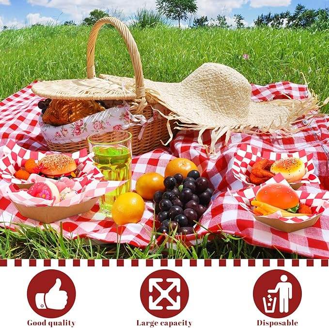 Disposable Kraft Paper Food Trays and Greaseproof Deli Liners 2 LBS Coated Cardboard Food Boat Waxed Paper Food Trays