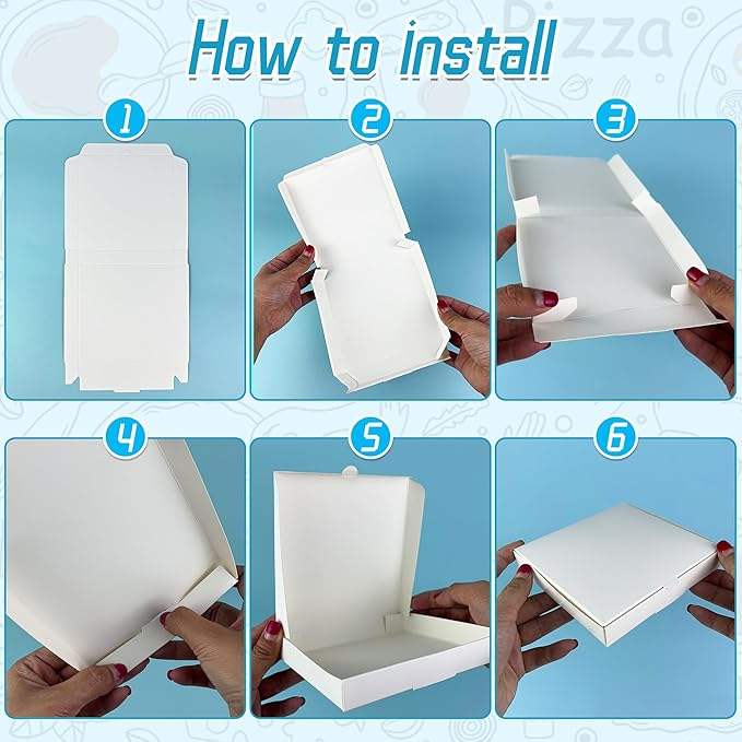 Repeating White Corrugated Pizza Box Cardboard Takeout Packaging for Oven Fresh Eco-Friendly Paper Custom Pizza Boxes