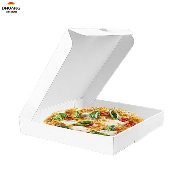 Repeating White Corrugated Pizza Box Cardboard Takeout Packaging for Oven Fresh Eco-Friendly Paper Custom Pizza Boxes