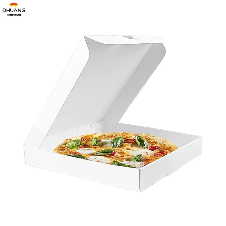 Repeating White Corrugated Pizza Box Cardboard Takeout Packaging for Oven Fresh Eco-Friendly Paper Custom Pizza Boxes