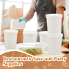 32 oz Paper Soup Container with Lid Disposable Cowhide Soup Food Bowl Microwave Food Storage Ice Cream Container (White)