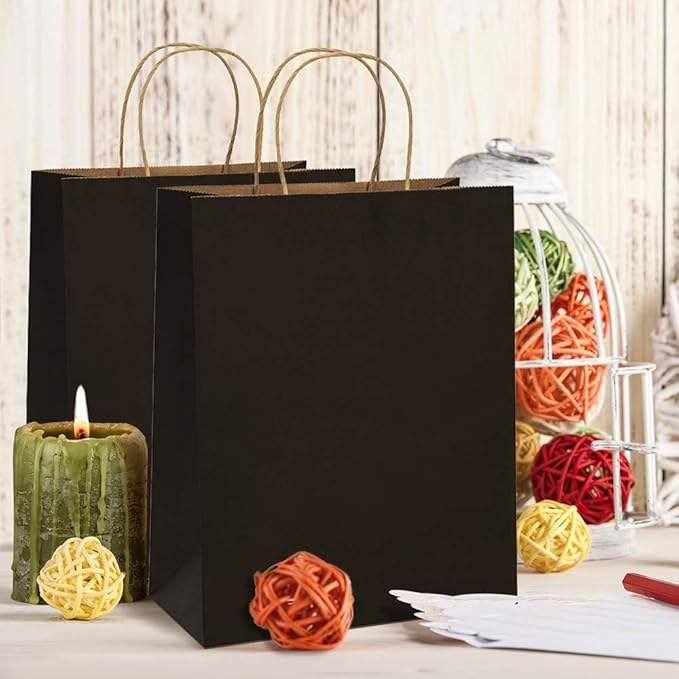 Kraft Paper Bag Gift Bag with Handle Craft Commodity 100% Recycled Paper Bag Black