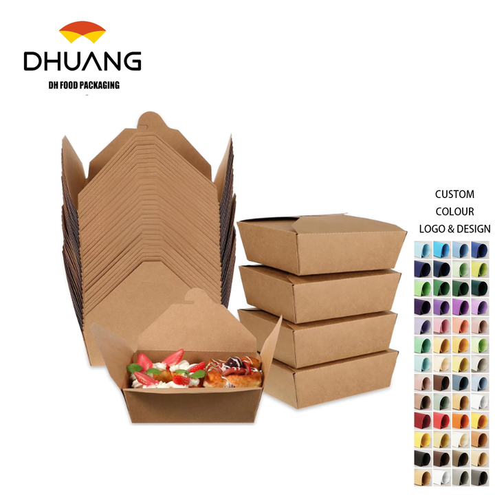 Disposable Leak-proof and Oil-proof Food Container Brown Paper Color Microwavable Suitable for Restaurants and Parties Food Box