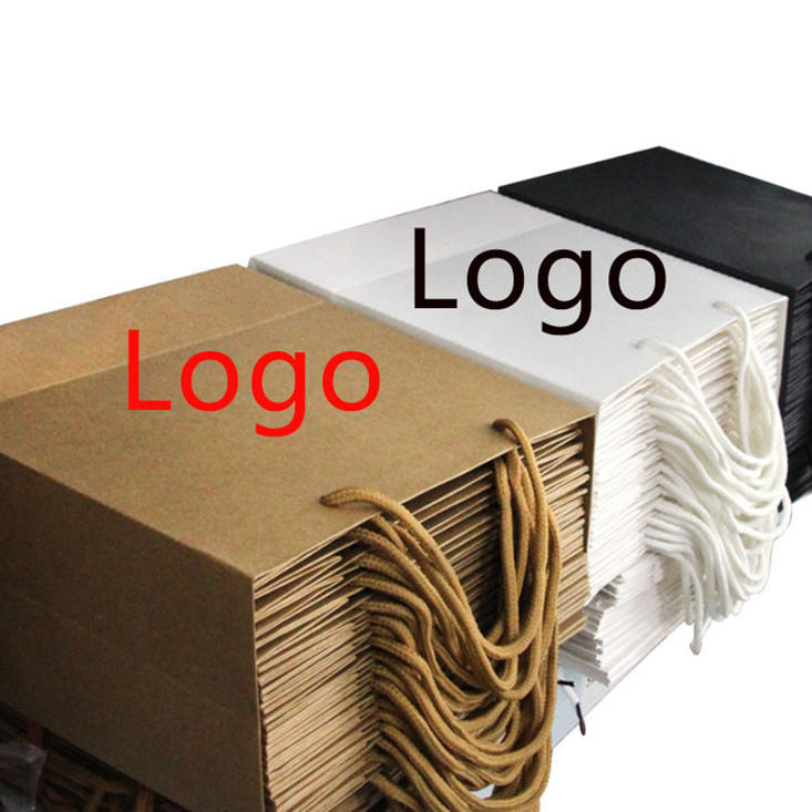 Paper Bags with Handles Custom-sized with Patterned Labels Suitable for Retail Shopping Bags and Other Uses Shopping Bags