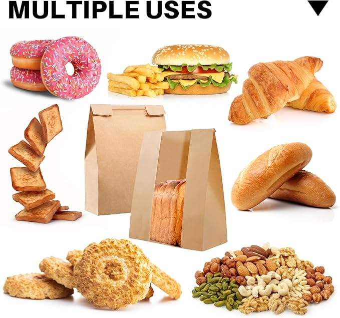 Homemade Sourdough Bread Bags - 50 Sourdough Kraft Paper Bread Bags Including 54 Label Stickers Custom Bread Bags