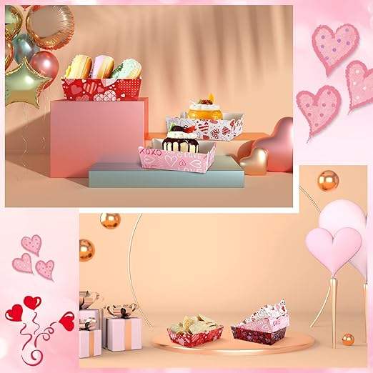 Pieces Valentine's Day Party Supplies Disposable pink Food Decoration Paper Plates for Wedding Birthday Party Food Trays