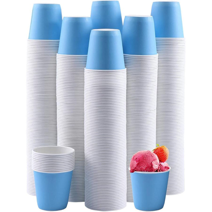 Disposable Paper Cups Hot/Cold Beverage Drinking Small Blue Paper for Bathroom and Mouthwash Custom Paper Cups