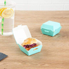 Mini Hamburger Box Disposable Turquoise Paper Takeout Box with Hinged Lid Food Box