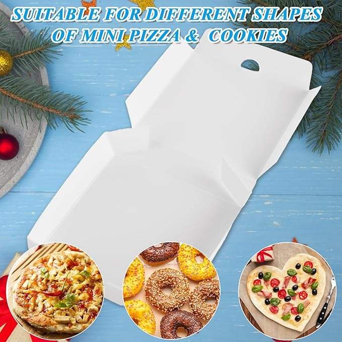Mini White Lock Corner Clay Coating Thin Used for Mini Pizza Cookies Cake Parties Weddings Custom Pizza Box