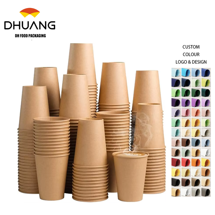 12 oz Brown Paper Disposable Paper Coffee Cups Thickened Hot Cold Drink Drinking Cups for Parties Families Cafes Coffee Cup