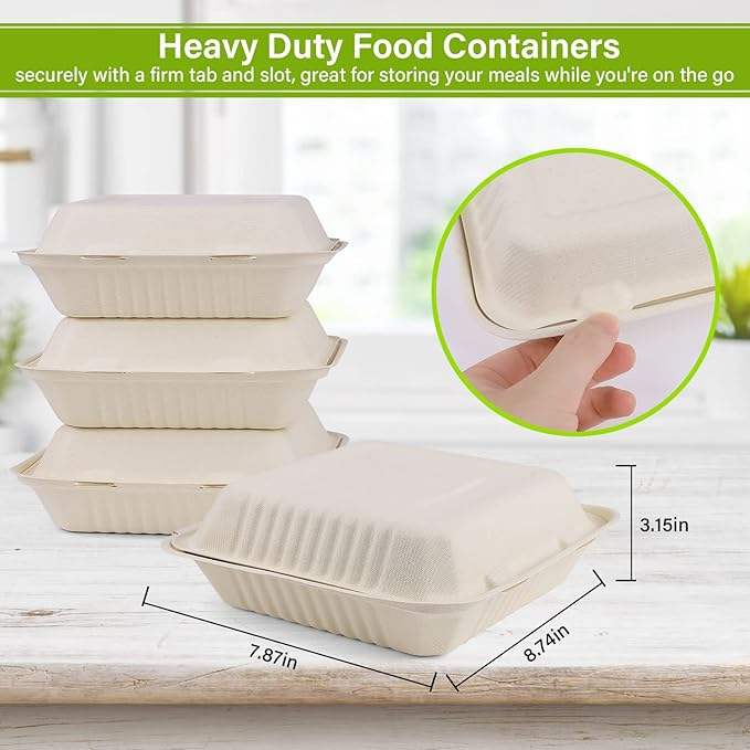 Disposable Heavy-Duty Clamshell Food Container Made Environmentally Friendly Biodegradable Sugarcane Fiber Paper Target Audience