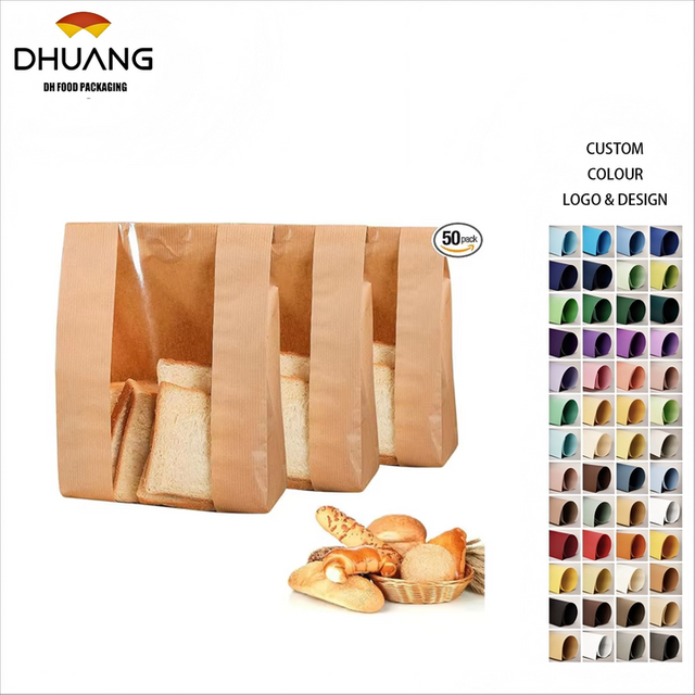 50 Pack Paper Bread Bags for Homemade Bread Sourdough Bakery Bags With Window Custom Bread Bags
