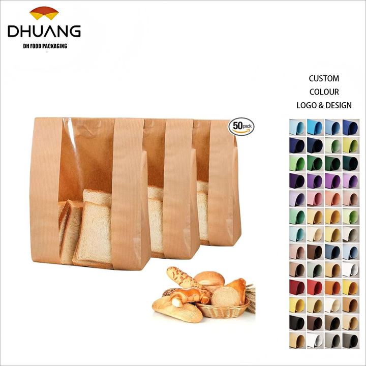 50 Pack Paper Bread Bags for Homemade Bread Sourdough Bakery Bags With Window Custom Bread Bags