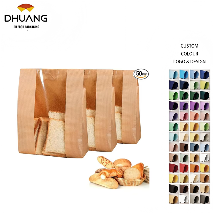 50 Pack Paper Bread Bags for Homemade Bread Sourdough Bakery Bags With Window Custom Bread Bags