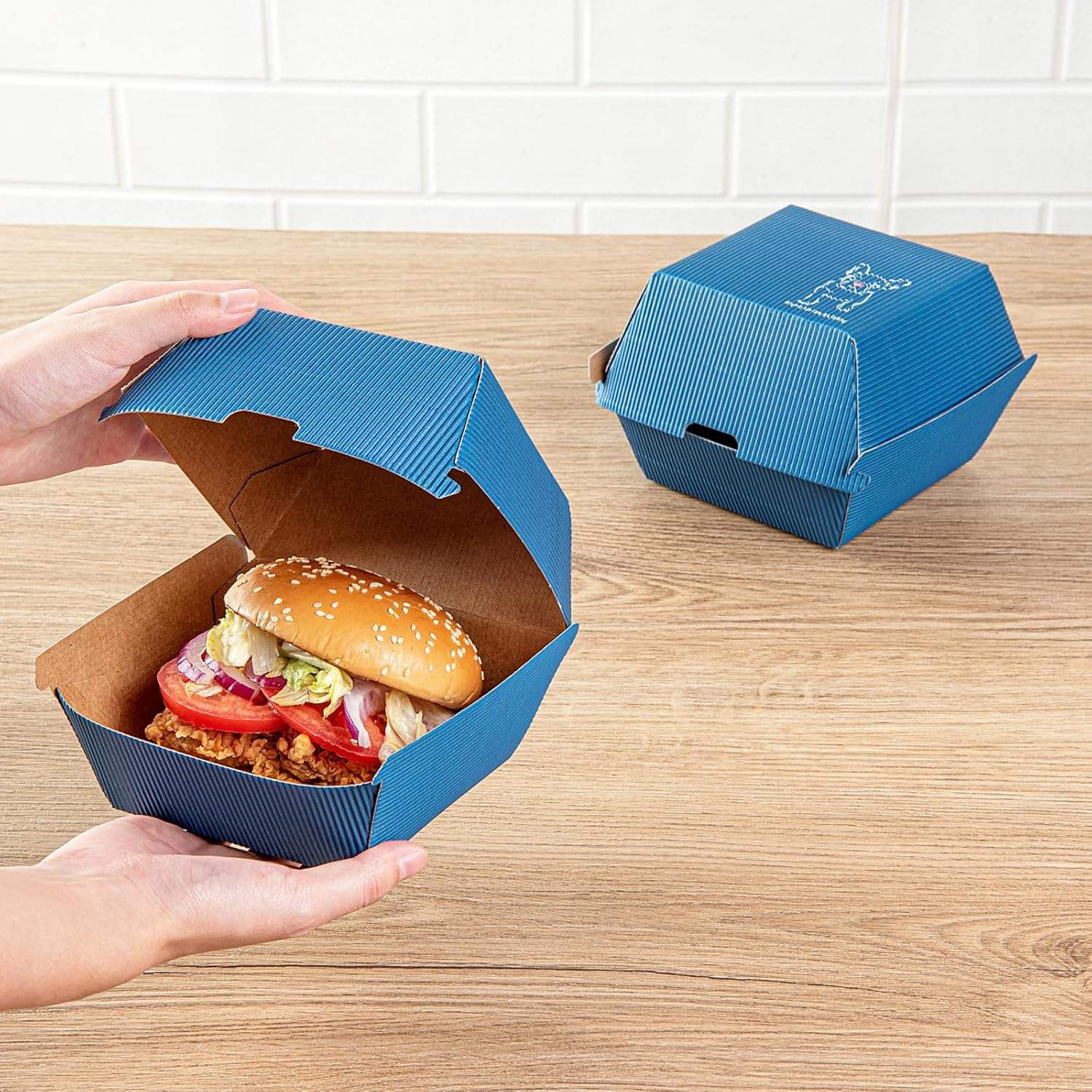 Hamburger Box Clamshell Food Container Disposable Paper Takeout Box Strong and Durable Suitable for Hamburger Sandwiches