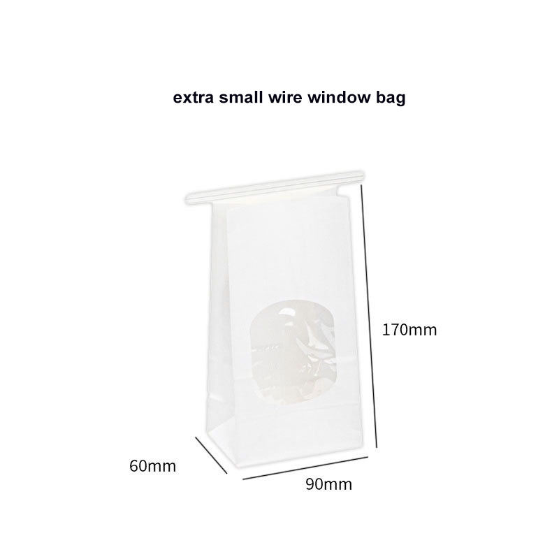 Customized Various Size Wire sealed Kraft Paper Bread Bag Brown White Toast Bag with clear Window Custom Bread Bags