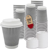 Insulated Disposable Coffee Cup with Lid, Double Wall Corrugated Hot Cup Bulk Cup for Hot or Cold Drinks