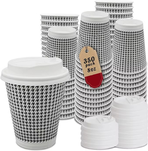 Insulated Disposable Coffee Cup with Lid, Double Wall Corrugated Hot Cup Bulk Cup for Hot or Cold Drinks