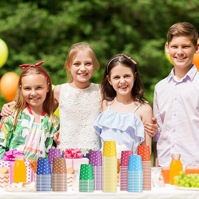 Paper Cups, Multi-colored Disposable Small Cups, Hot/cold Drink Cups Mini Mouthwash Cups, Parties, Picnics