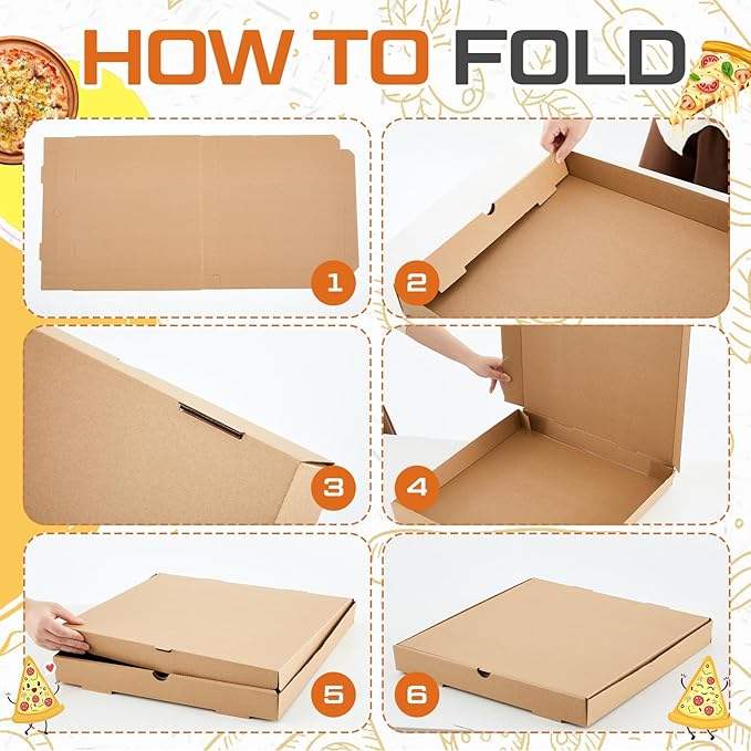 Corrugated Greaseproof Kraft Takeout Containers Packing Boxes for Homemade Pizzas Food and Crafts Custom Pizza Box