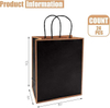 24 Packs Black Paper Bag with Handle Kraft Paper Wedding, Birthday, Baby Shower Party Gift Bag Retail 100% Recycled Paper