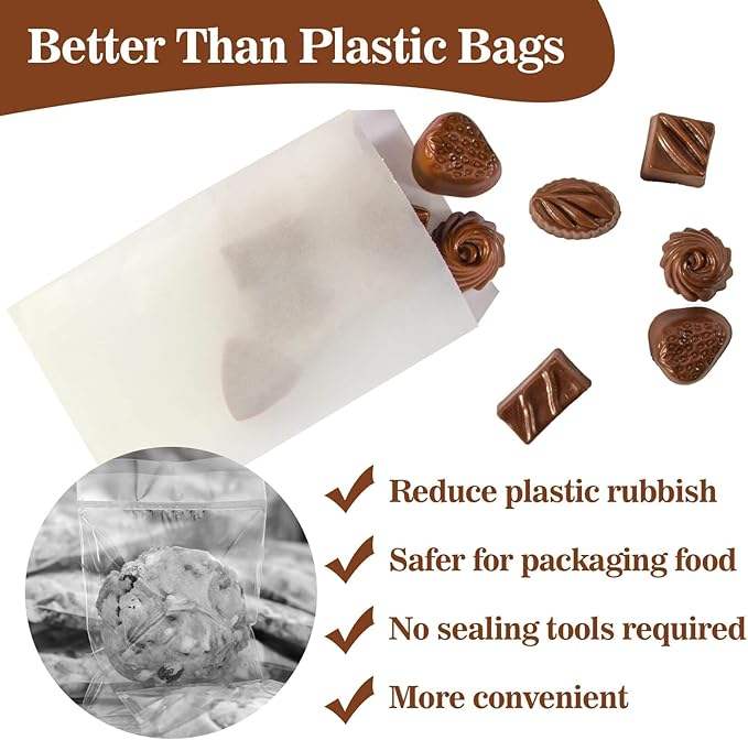Biscuit and Candy Food Packaging Toasted Bread Lightweight Snack Bags Oil-proof Paper Bags