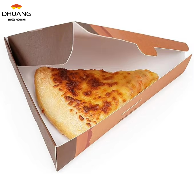Pizza Box Clamshell Pizza Slice Container - Greaseproof Label Lock Kraft Paper Single Recyclable Custom Pizza Boxs