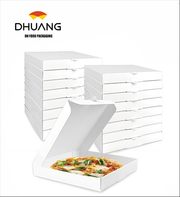 White Corrugated Cardboard Box Reusable Takeaway Packaging Cardboard Cake Cookie Custom Pizza Box