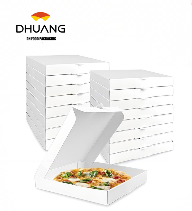 White Corrugated Cardboard Box Reusable Takeaway Packaging Cardboard Cake Cookie Custom Pizza Box