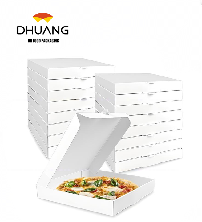 White Corrugated Cardboard Box Reusable Takeaway Packaging Cardboard Cake Cookie Custom Pizza Box