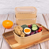 Disposable Serving Container Rectangular Paper Bowl with Lid for Salad Sandwich Cookies