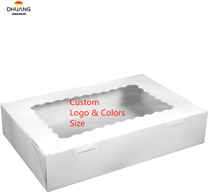 Cookie Box with Window for Paper Gifts Brown Bakery Cupcake Box