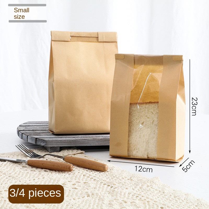 Wholesale Transparent Window Face Ins Wind Bread Packaging Bag In-Stock Kraft Paper Wire Curling with Logo Custom Bread Bags