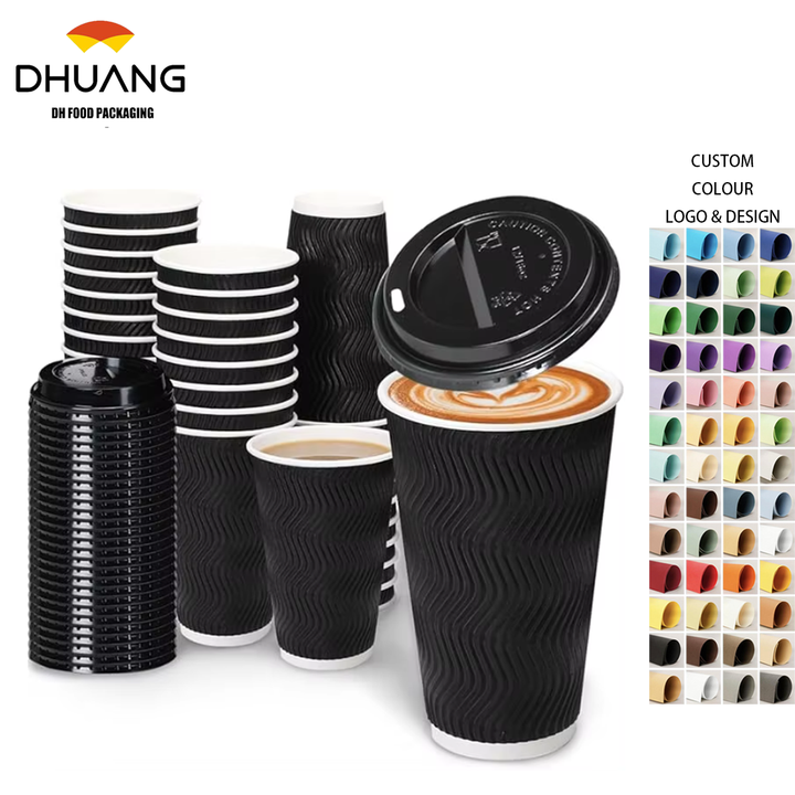 Insulated Ripple Paper Cups with Lids Disposable Coffee Cups for Water Juice Coffee Cup